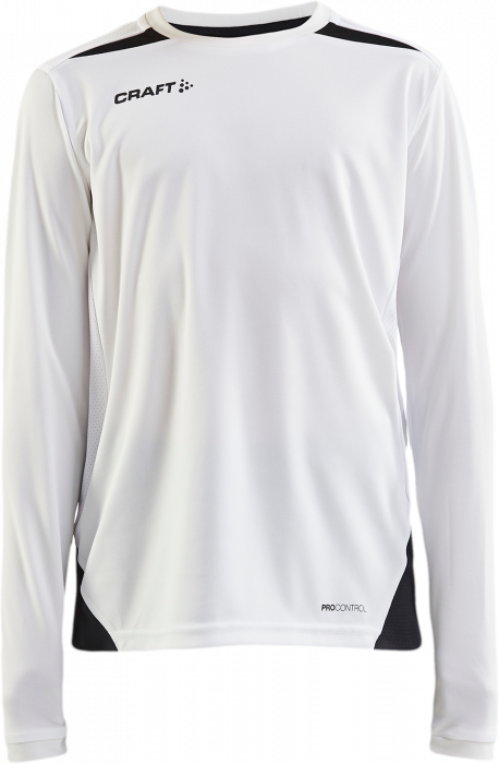 Craft - Pro Control Impact Langærmet T-Shirt Junior - Hvid & sort