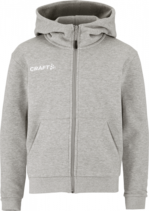 Craft - Community 2.0 Logo Hættetrøje Med Lynlås Børn - Grå Melange DK