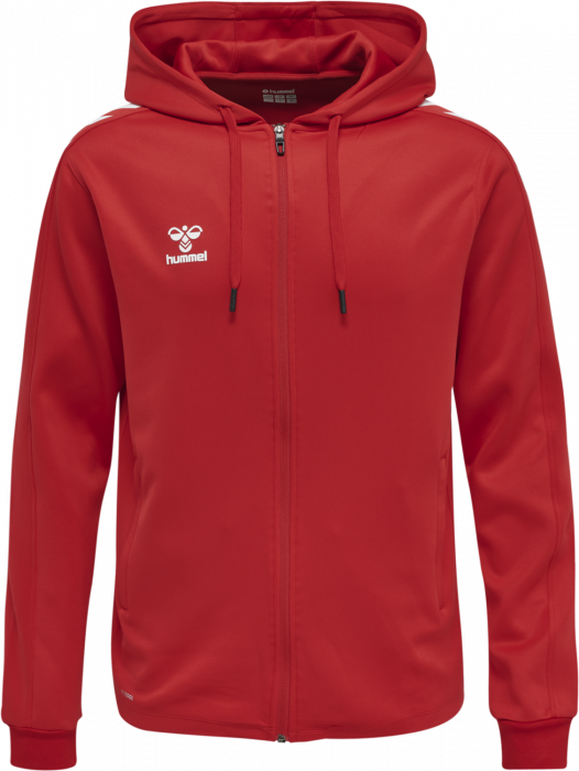 Hummel - Core Xk Poly Hoodie With Zipper - True Red & bianco