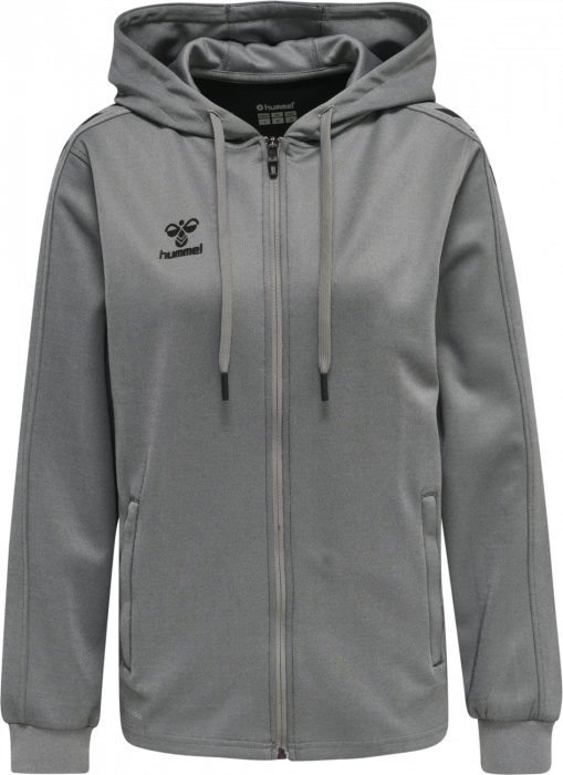 Hummel - Core Xk Poly Hoodie With Zipper Women - Grey Melange & zwart