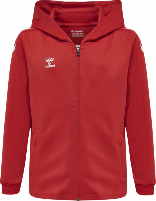 Hummel - Core Xk Poly Hoodie With Zipper Jr - True Red & biały