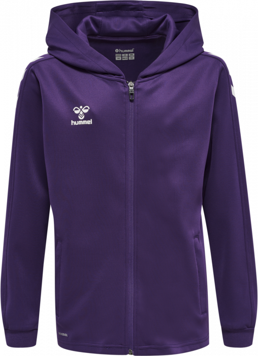 Hummel - Core Xk Poly Hoodie With Zipper Jr - Purple Reign & blanco